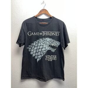 Game Of Thrones Stark Shirt Winter Is Coming Family Logo Crest Black Tee medium